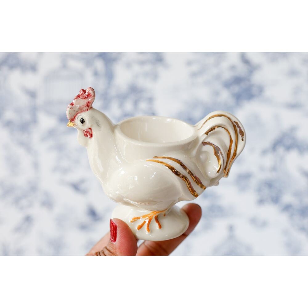 VTG Chicken Hen Rooster Egg Cup Holders Set of 3 Cottage Farmhouse Retro Brunch - Picture 5 of 15